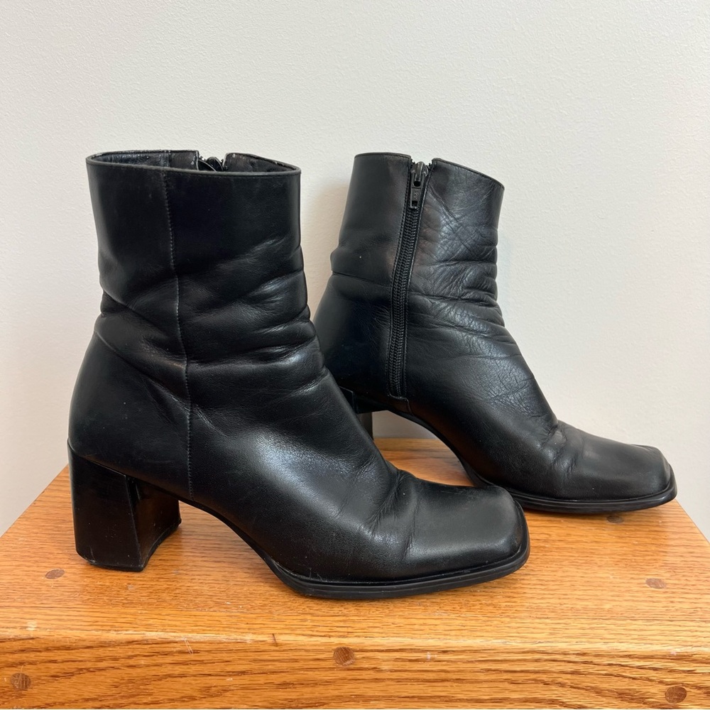 Nine West 90’s Leather Block Heel Boots